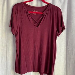 maroon shirt
